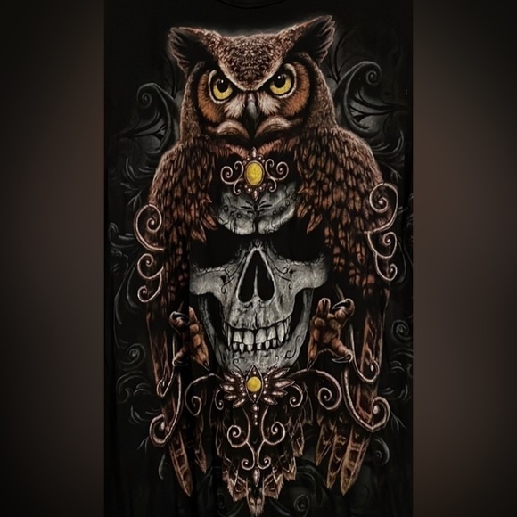 SPIRAL DEATH WISDOM Owl & Skull Goth Dress - Picture 2 of 7